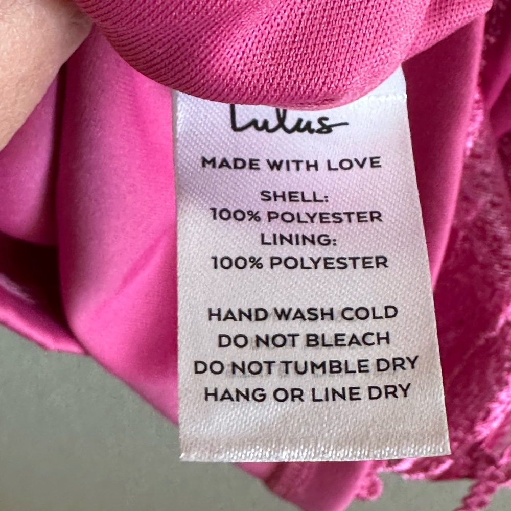 A7 - 377 Lulus hot pink lace up fringe mini dress size medium NWT - Picture 13 of 15